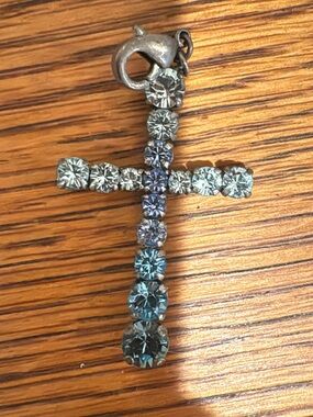 Sabika Silver Cross Pendant with Blue Crystals